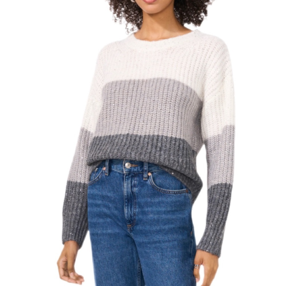 Vince Camuto Sequin Color block Stripe Sweater Size X-Large